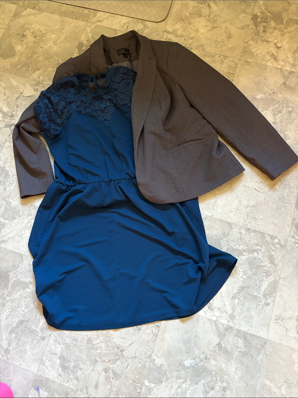 Worthington teal Lace Yoke Dress